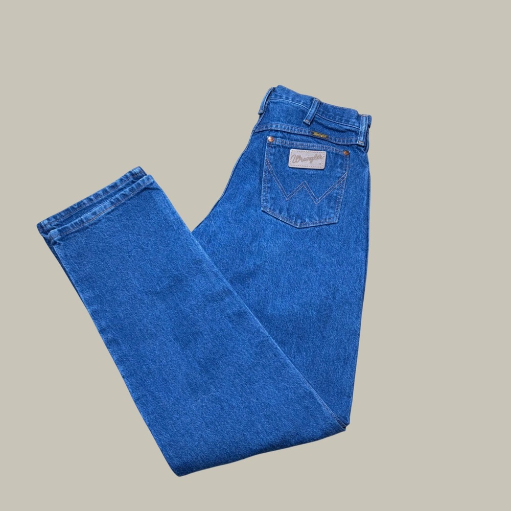 Vintage Wrangler 13MWZ Cowboy Cut Jeans Made in USA 100% Cotton 30x34 Blue Denim
